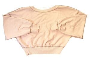 NWT Free People Take Me Back Cropped Open Back Pink Pullover Sweatshirt Small